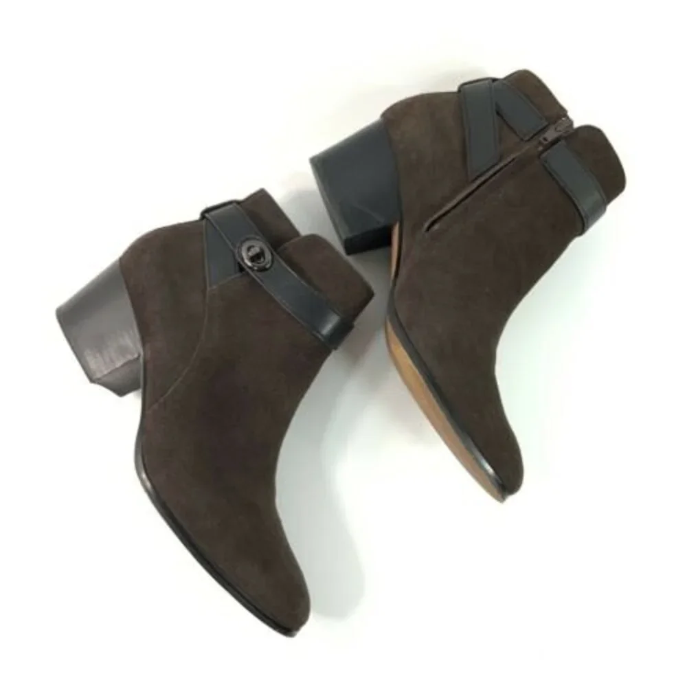 Coach Suede Signature Coach Lock Harness Block Heel 8.5